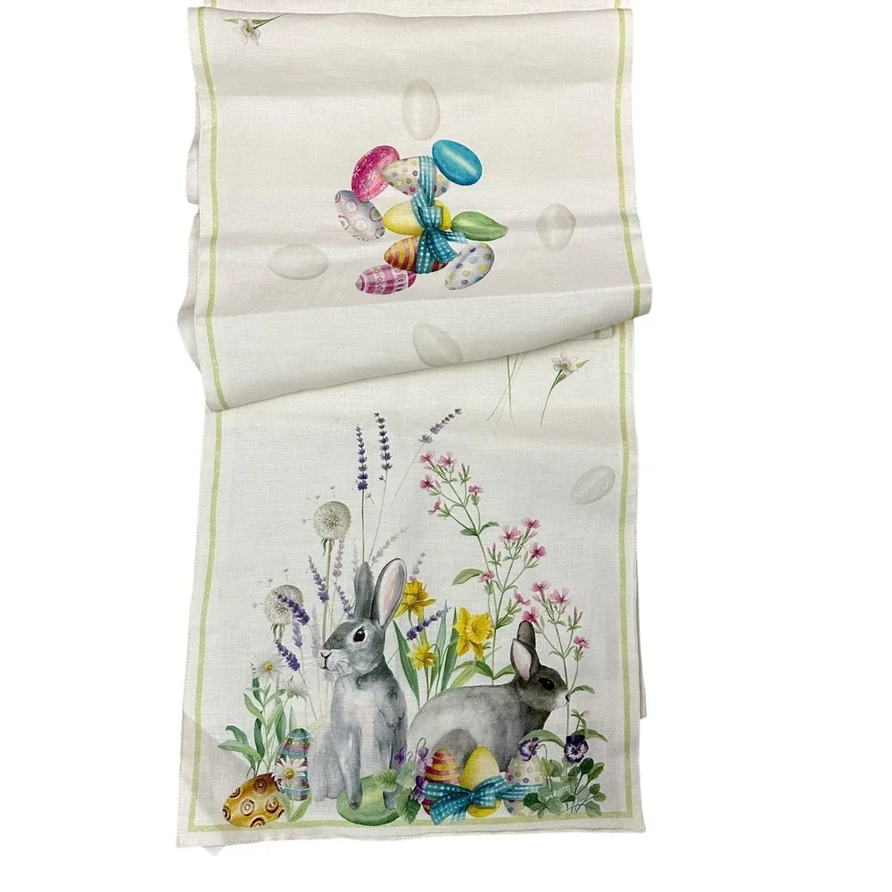 Williams‎ Sonoma Italy ROGER Table Runner Spring Theme Bunnies Eggs Linen